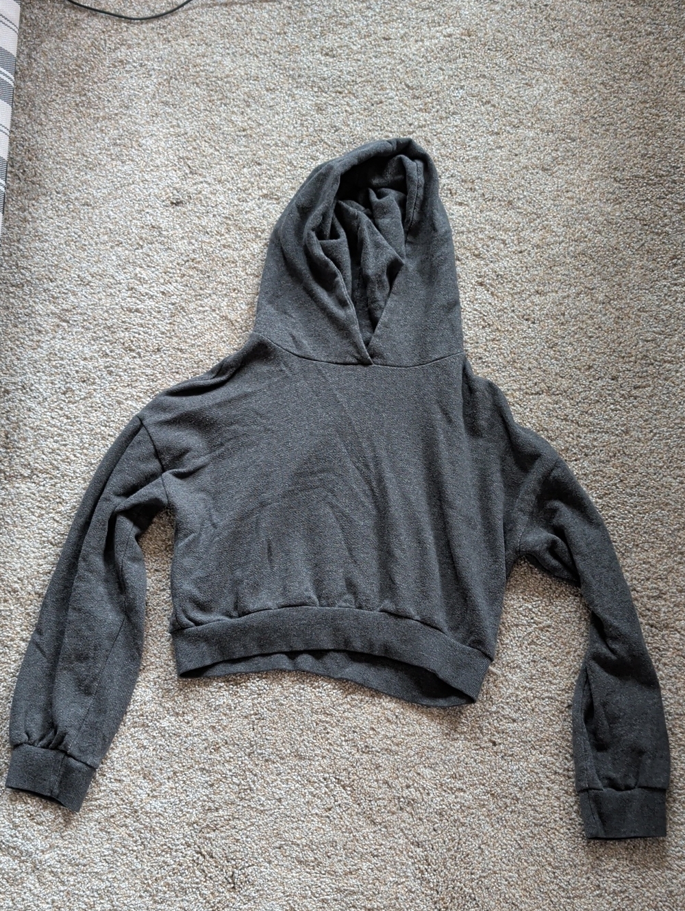 Women's Charcoal Gray Cropped Hooded Pullover Sweatshirt